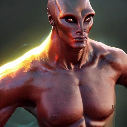 Prompt: a beautiful athletic male alien god that looks like shiva, unreal engine 5, cinematic, realistic