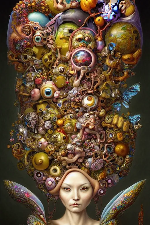 Image similar to hyper - maximalist overdetailed painting by naoto hattori. artstation. deviantart. cgsociety. inspired by hieranonymus bosch and heidi taillefer. surrealism infused lowbrow style. hyperdetailed high resolution render by binx. ly in discodiffusion. dreamlike polished render by machine. delusions. sharp focus.
