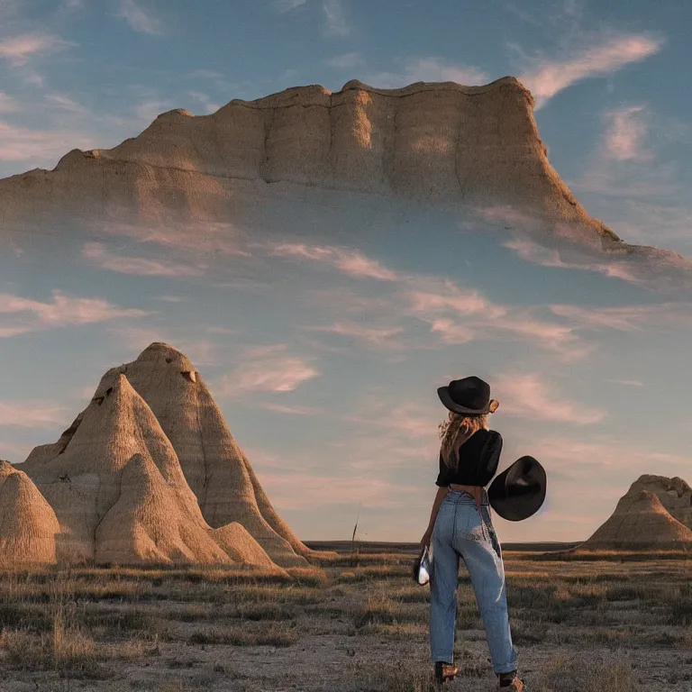 Image similar to A trend in the direction of where the sun sets is spurring creatives around the globe to tip their 10-gallon hats, saddle up, and mosey on out to the Badlands