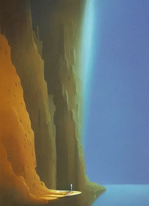 Prompt: waterfall on a space station in space Edward Hopper and James Gilleard, Zdzislaw Beksinski highly detailed