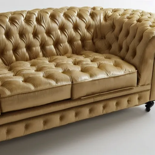 Prompt: a chesterfield sofa made of cooked spaghetti