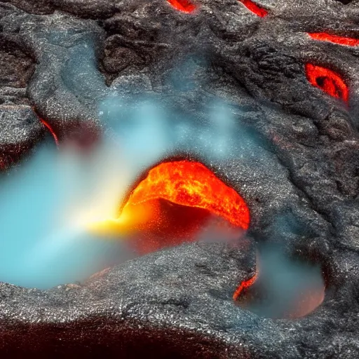 Prompt: apple swimming on lava, 8k, high detailed