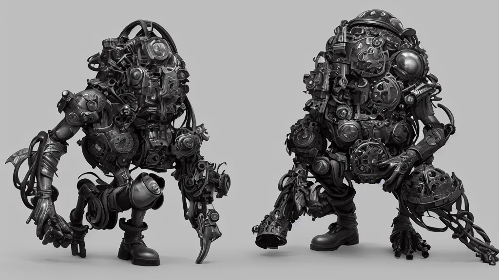 Image similar to clockpunk overworked topology 3 d concept render, cgsociety