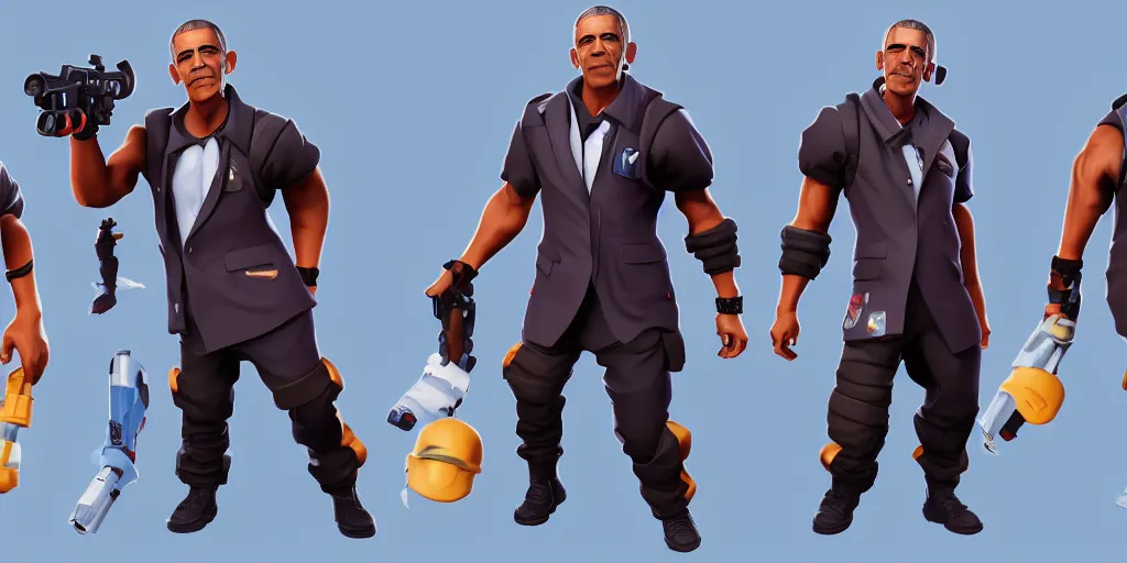 Prompt: a photograph of Obama as a Fortnite skin. Digital Art