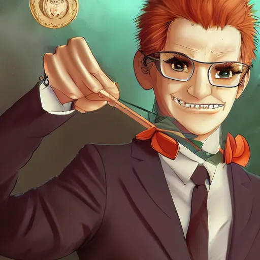 Image similar to portrait of freddy fazzbear as a politician, anime fantasy illustration by tomoyuki yamasaki, kyoto studio, madhouse, ufotable, trending on artstation