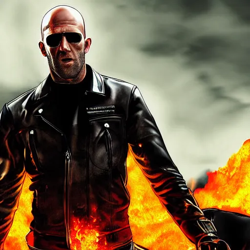 Image similar to Jason Statham as ghost rider 4K detail Digital art