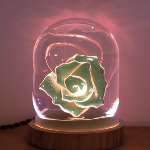 Prompt: rose made of glass dramatic lighting