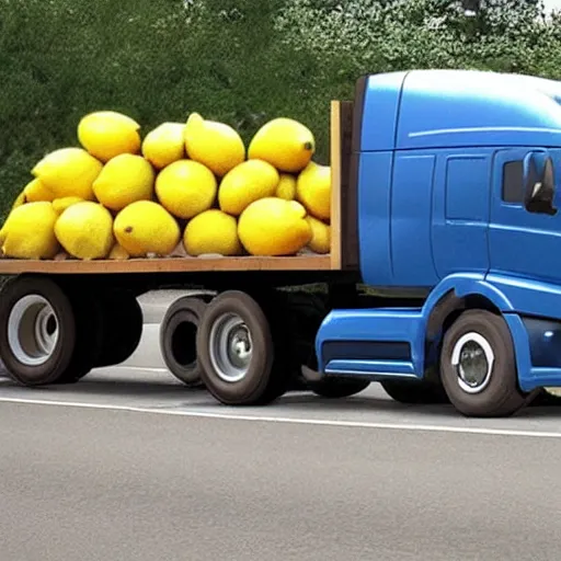 Prompt: a truck shaped like a lemon