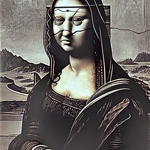 Image similar to giger, h. r. - monalisa in the style of giger, h. r. by giger, h. r.