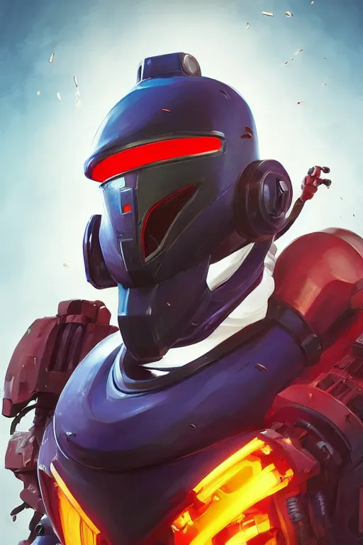 Image similar to epic mask helmet robot ninja portrait stylized as fornite style game design fanart by concept artist gervasio canda, behance hd by jesper ejsing, by rhads, makoto shinkai and lois van baarle, ilya kuvshinov, rossdraws global illumination radiating a glowing aura global illumination ray tracing hdr render in unreal engine 5