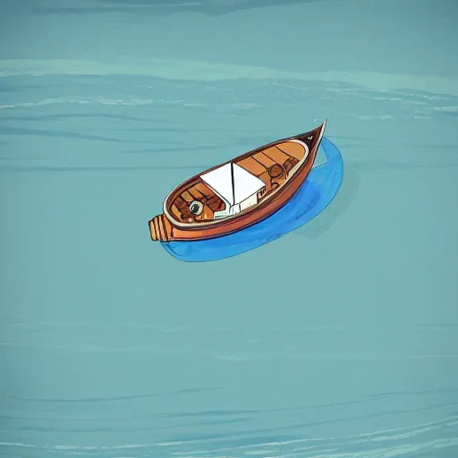 top down view of a small boat in the middle of the Stable Diffusion