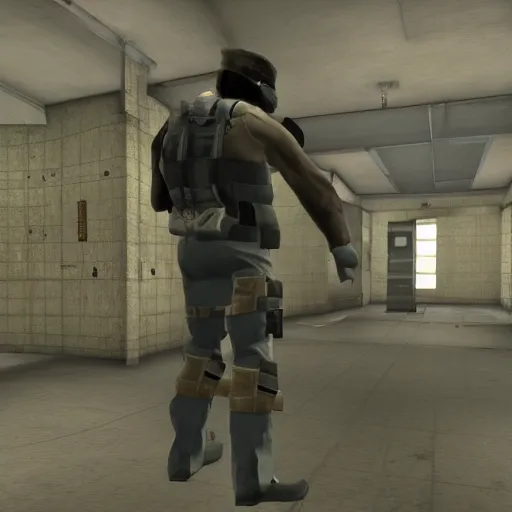 Image similar to solid snake in half life 2, game screenshot