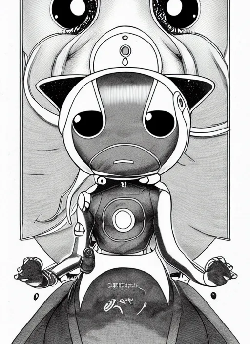 Prompt: portrait of ( kururu from sgt frog ), science fiction comic illustration by sana takeda and jenny frison, intricate, stunning inking lines, hyper detailed, 4 k, hd, award winning, photorealistic