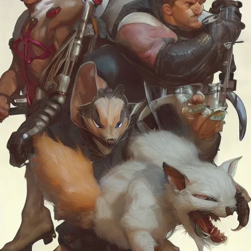 Image similar to biker mice from mars, fantasy, d & d, portrait, highly detailed, digital painting, artstation, concept art, sharp focus, illustration, art by artgerm and greg rutkowski and alphonse mucha