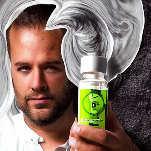 Image similar to promotional photo for a vape juice that tastes like horse