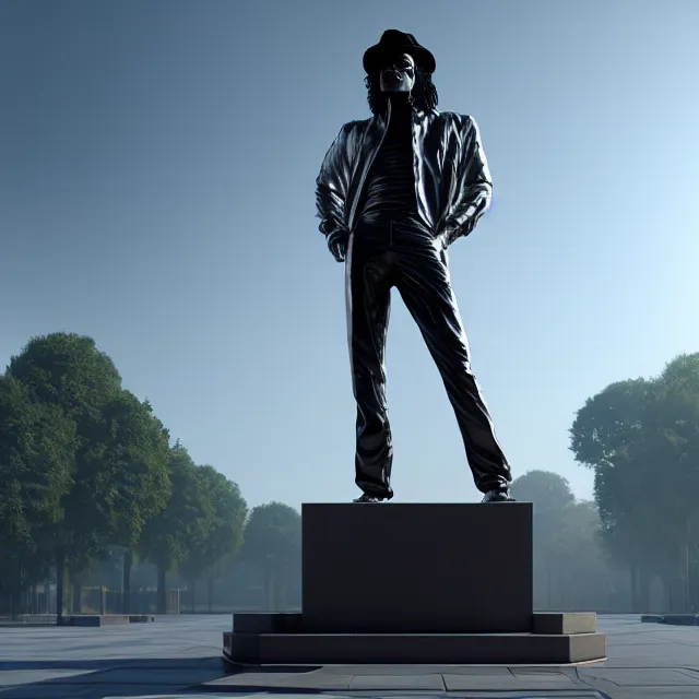 Image similar to statue michael jackson, chrome, reflect 8 k uhd, unreal engine, octane render in the artstyle of finnian macmanus, john park and greg rutkowski