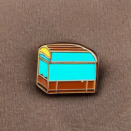 Prompt: a bread toast enamel pin