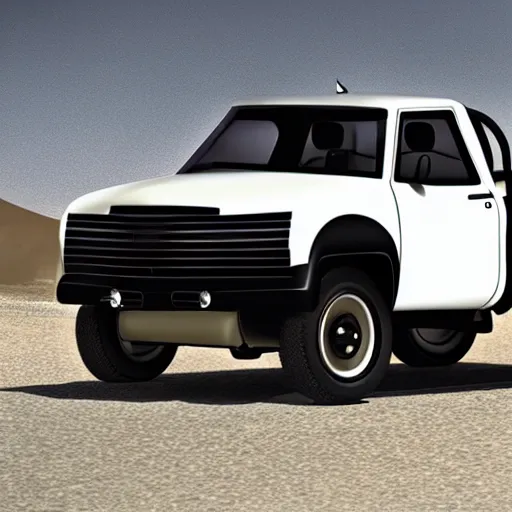 Prompt: a modern pickup truck model that doesn’t exist, photorealistic