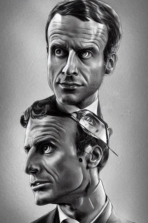 Image similar to scientist emmanuel macron, highly detailed, digital art, sharp focus, trending on art station