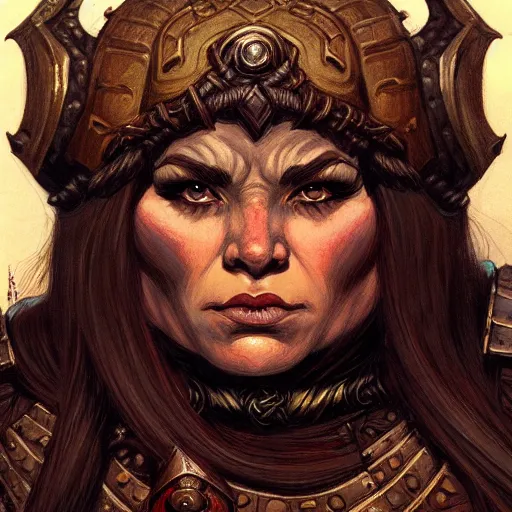 Image similar to portrait painting of a dwarven berserker woman, sharp focus, award - winning, trending on artstation, masterpiece, highly detailed, intricate. art by rebecca guay