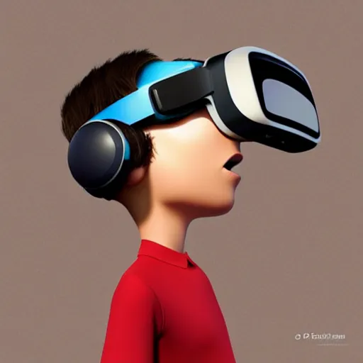 Prompt: pixar character wearing virtual reality digital art