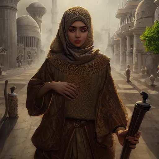 Image similar to islam, masterpiece, highly detailed, high quality, 4 k, anatomically correct, hyperrealistic, concept art, octane render, unreal engine 5, trending on artstation, trending on deviantart, matte, historical painting, fantasy style, path traced, high coherence, soft lighting, digital painting, mythical