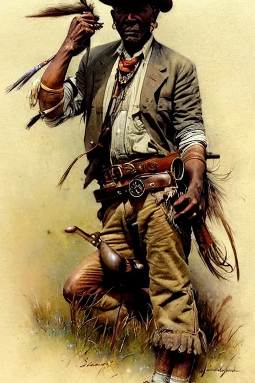 Image similar to (((((1950s wild west indian scout . muted colors.))))) by Jean-Baptiste Monge !!!!!!!!!!!!!!!!!!!!!!!!!!!