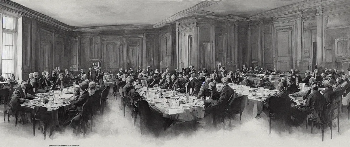 Prompt: “ a extremely detailed stunning portraits of solvay conference 1 9 2 7 by allen william on artstation ”