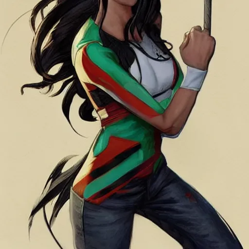 Prompt: concept art of amber midthunder as x - 2 3 by andy park