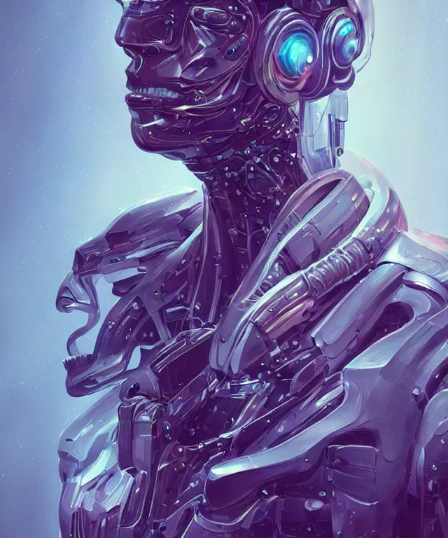 Image similar to a man turning into an Android portrait wearing a part cybernetic body, surrealism , scifi, intricate, elegant, sharp eyebrows, highly detailed cybernetic body, neon glowing eyes, digital painting, artstation, concept art, smooth, sharp focus, illustration, art by Artgerm and moebius and Peter Mohrbacher