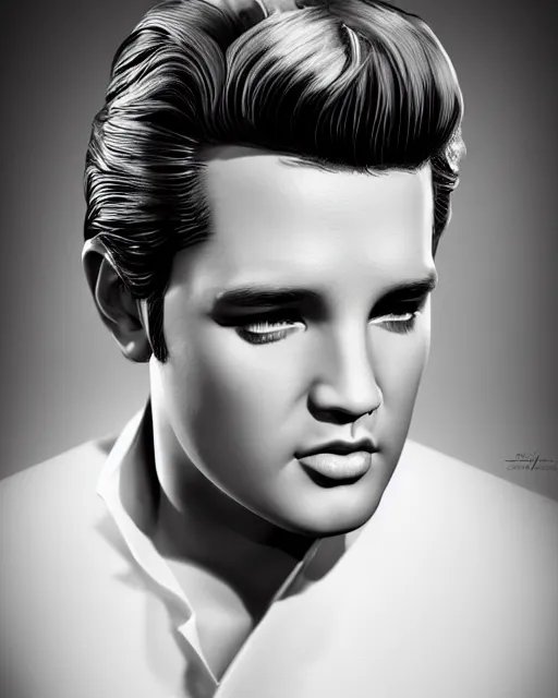 Image similar to young elvis presley portrait, by alexander fedosav, hyper detailed digital matte photo, concept art, hyperrealism, 1 6 k resolution, cinema 4 d, 8 k resolution, trending on artstation, behance hd, a masterpiece, by stephan martiniere, particles, spotlight, by david a. hardy,