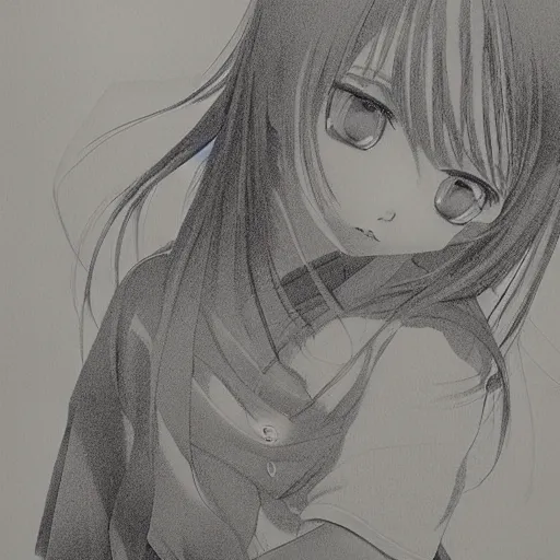 Image similar to young girl by tatsuki fujimoto, detailed, manga, illustration