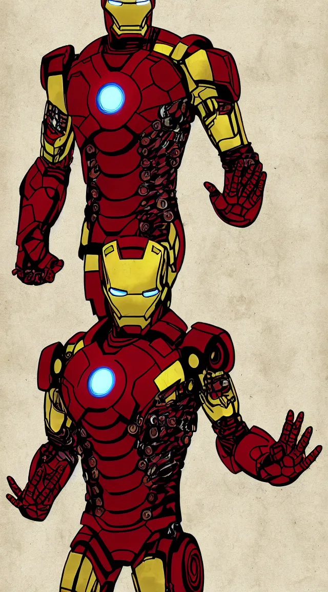 Image similar to Iron man in a hellish suit, by hellraiser art