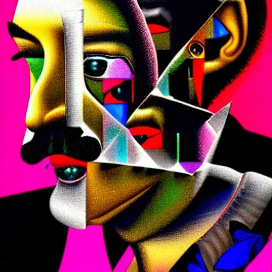 Image similar to portrait of a uncanny artist by Chor Boogie and Salvador Dali collaboration, digital art, mix of aesthetics, close up, high details