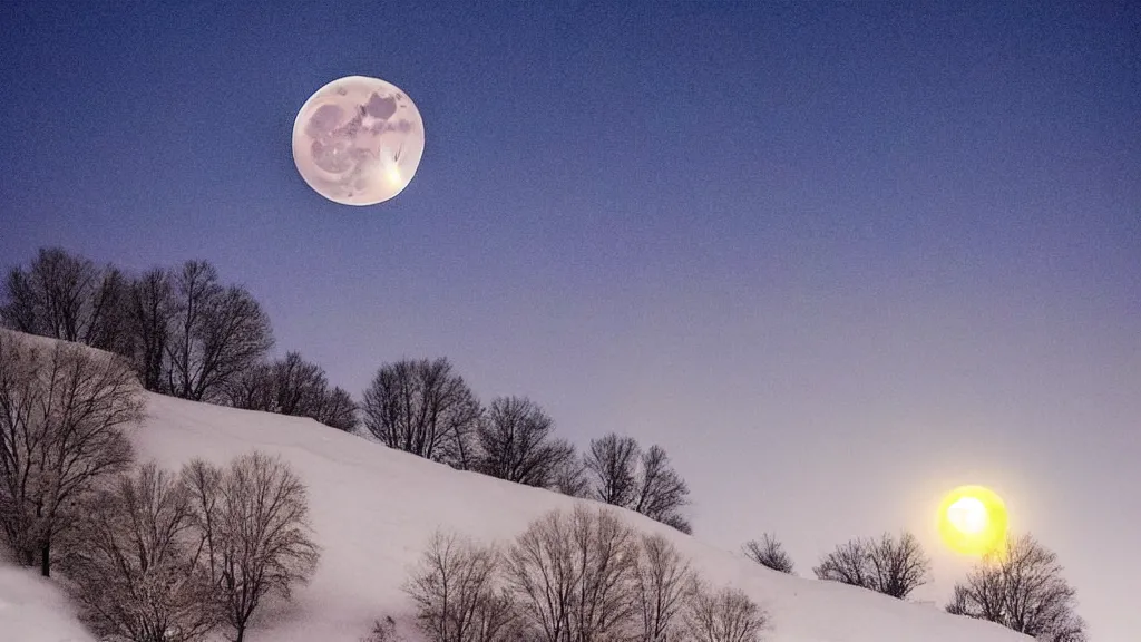 Image similar to the bright moonlight in front of the bed is suspected to be frost on the ground. look up at the bright moon and look down at your hometown