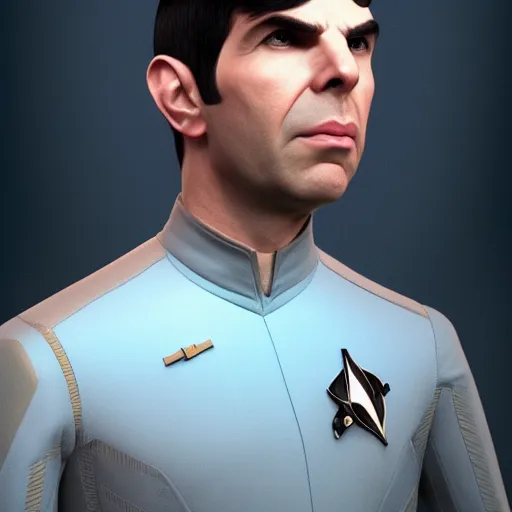 Image similar to ZACHARY QUINTO SPOCK, hyperdetailed + artstation + cgsociety + 8k