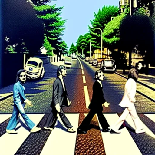 Image similar to abbey road by banksy,