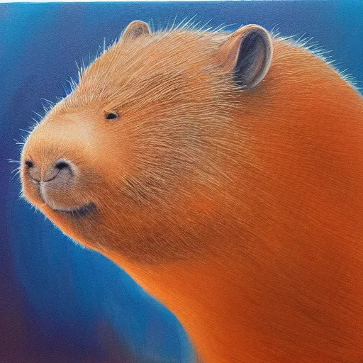 Image similar to capybara wearing a suit, portrait, painting, high quality art