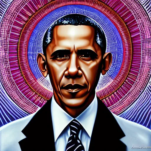 Prompt: Barack Obama by Alex Grey