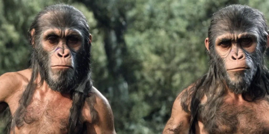 Image similar to film still of Tommy Chong in Planet of the Apes