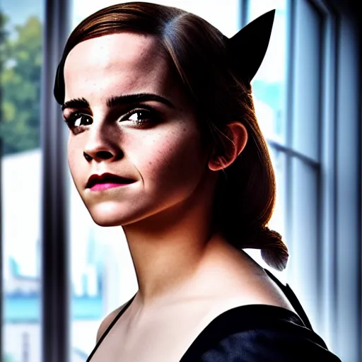 Image similar to Emma Watson as Catwoman, XF IQ4, f/1.4, ISO 200, 1/160s, Adobe Photoshop, DxO Photolab, Sense of Depth, AI enhanced, HDR, in-frame