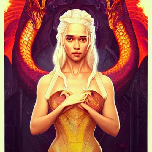 Prompt: lofi daenerys targaryen portrait with fire flaming dragons, queen of dragons, Pixar style, by Tristan Eaton Stanley Artgerm and Tom Bagshaw.