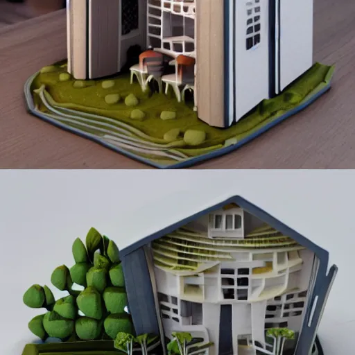 Prompt: a 3d printed house