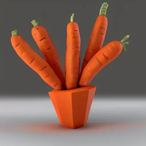 Image similar to a carrot, low quality, 3 d render, low poly,