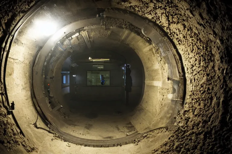 Image similar to underground lab entrance, sci-fi, ancy, futuristic, technology, realistic, 80k, 8mm, Grainy, Panavision
