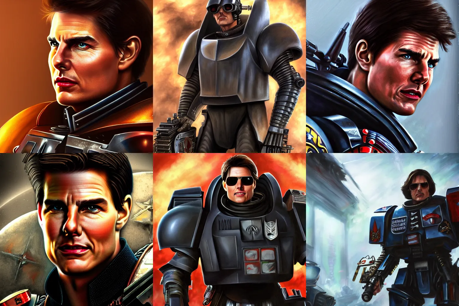 Prompt: Tom Cruise in Warhammer 40k portrait, 4k resolution, highly detailed, artstation, very sharp, epic