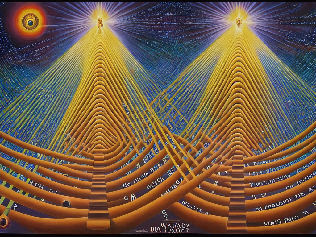 Prompt: a dna helix of human evolution, spiritual science, divine form, intelligent design, utopian, by david a. hardy, wpa, public works mural, socialist, oleg korolev