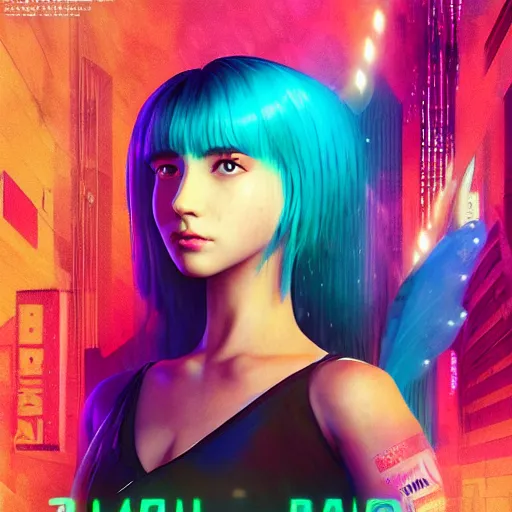 Image similar to Giant hologram of Hatsune miki in blade runner 2049, digital art, artstation, cgsociety