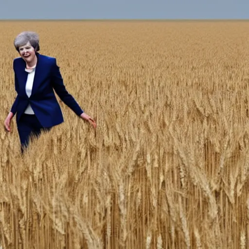 Image similar to theresa may walking in a field of wheat