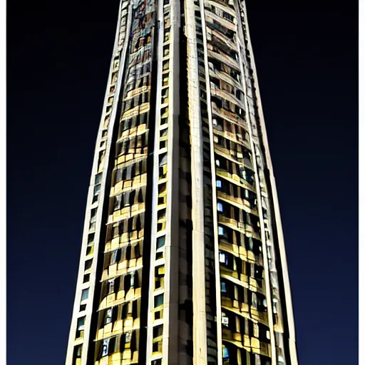 Image similar to glowing art deco tower